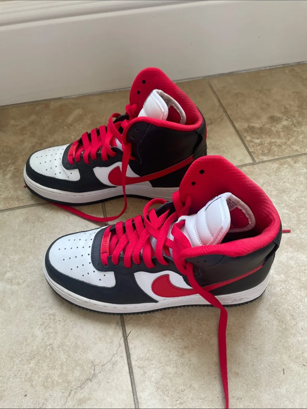 Nike Women’s High Top Sneakers - White, Black & Red